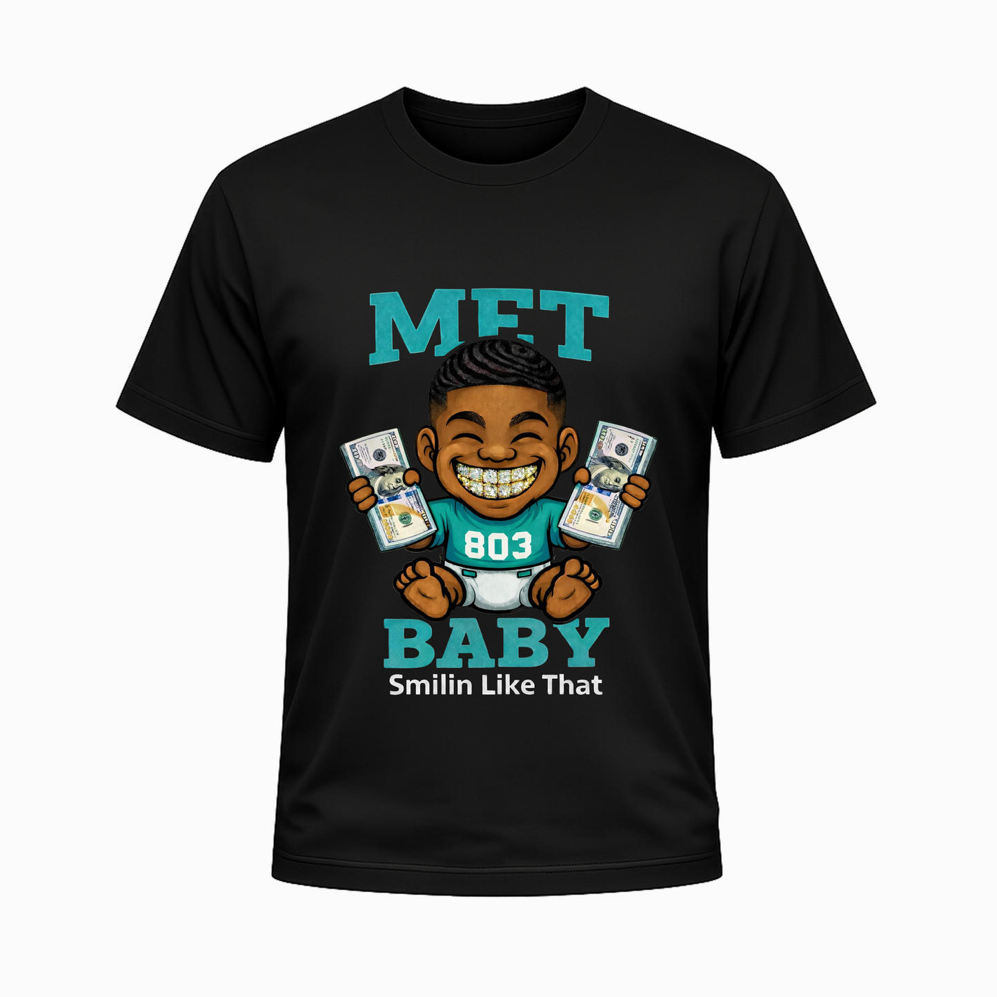 Mens_Teal_Met Baby_T-Shirt