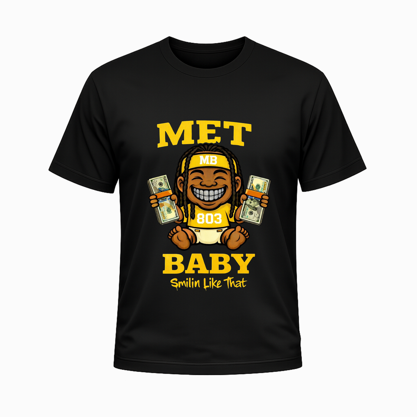Mens_Yellow_Met Baby_T-Shirt